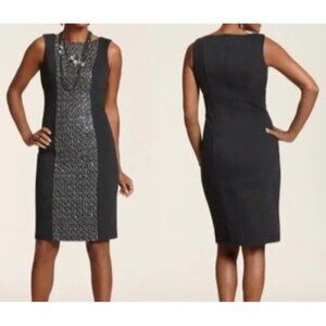 Chicos 2 Heather Grey Sequin Panel TALIA Sheath Sleeveless‎ Dress L 12